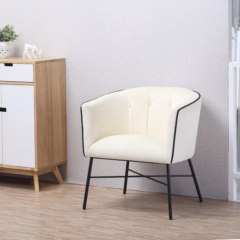 Emery Upholstered Barrel Chair, Ivory