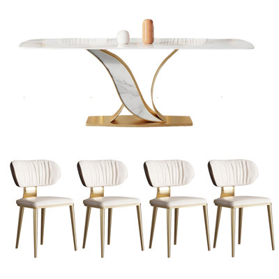 Kaliyanna 4 - Person Pedestal Dining Set