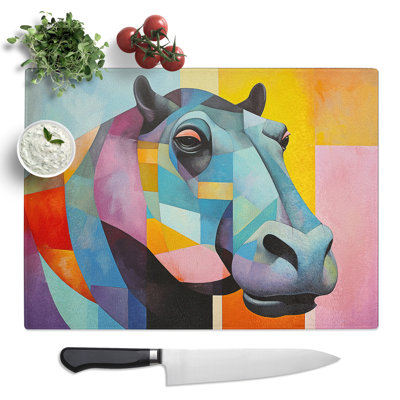 Hippo Abstract  Glass Chopping Board