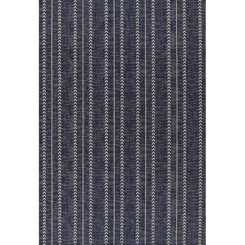 Tapis rayé bleu marine intérieur / extérieur Joey, Rectangle 3 pi 3 po x 5 pi