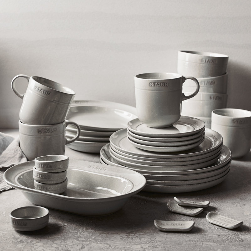 Staub 9-Inch Gray Porcelain Salad Plate Set, 4-Piece