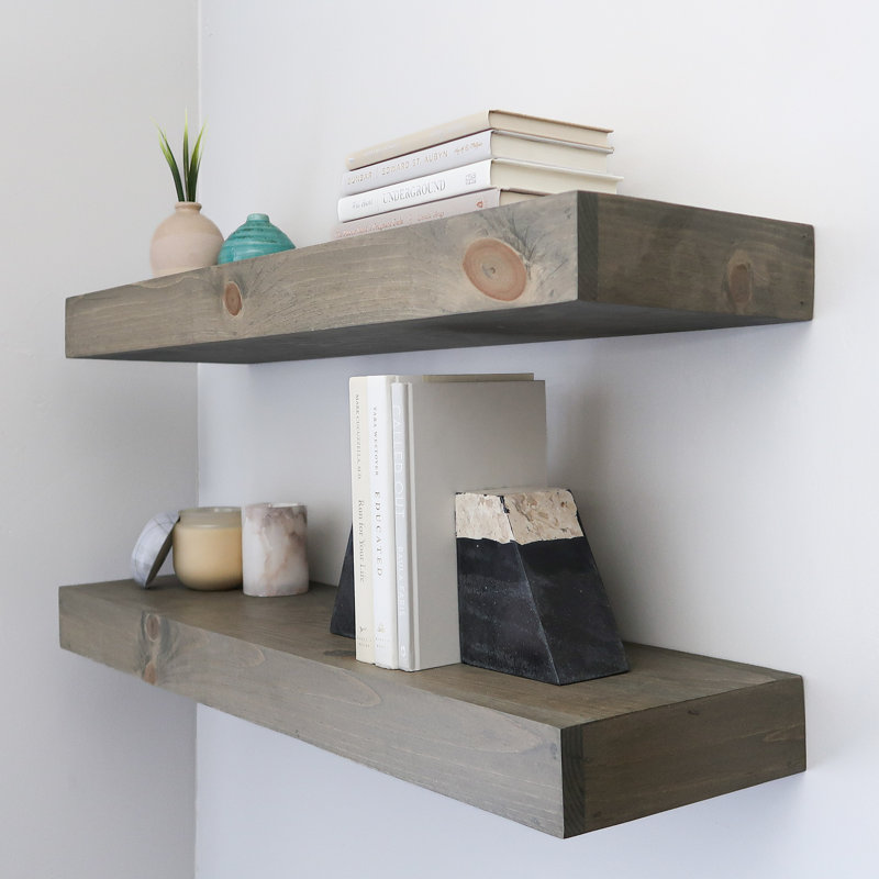Tablettes flottantes Arzhin Pippi, Gris, H 3 po x l 24 po x P 10 po