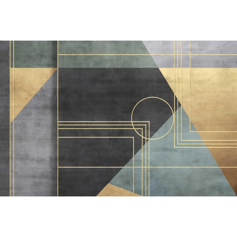 Murale art déco géométrique ligne dorée, L 108 po x l 96 po