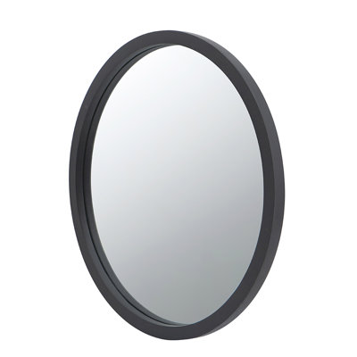 20" X Circle Wall Mirror With Dark Wooden Frame Design - For Living Room, Dining, Foyer, Bathroom, Office Minimalist, Enlarges Area Black Appeal Bath,