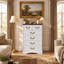 Commode 6 tiroirs en bois rétro avec large commode de rangement avec poignées en métal pour la chambre à coucher, le salon et le couloir-641887318-643831933