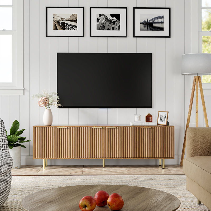 Fluted Tv Stand, Dark Brown Wood