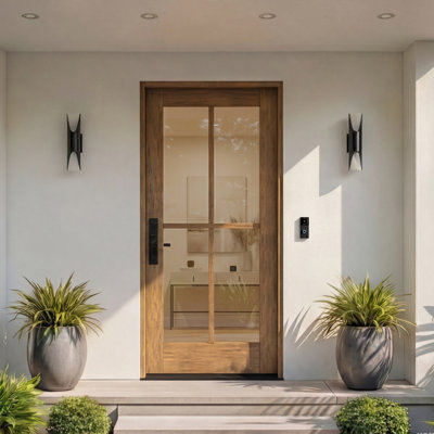 G104-SW-80 | Porte simple 80 po, extérieur pré-monté RTA, SDL 4 Lite, bois d'acajou brut