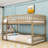 Wood Queen Over Queen Bunk Bed With Ladder And Guardrails, Splitable Into 2 Beds-1924913759