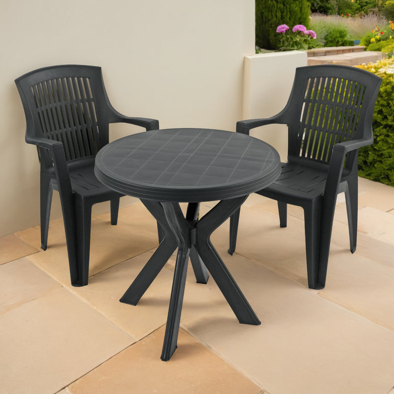 Tivoli Bistro Table with 2  Chairs Garden Set, Anthracite