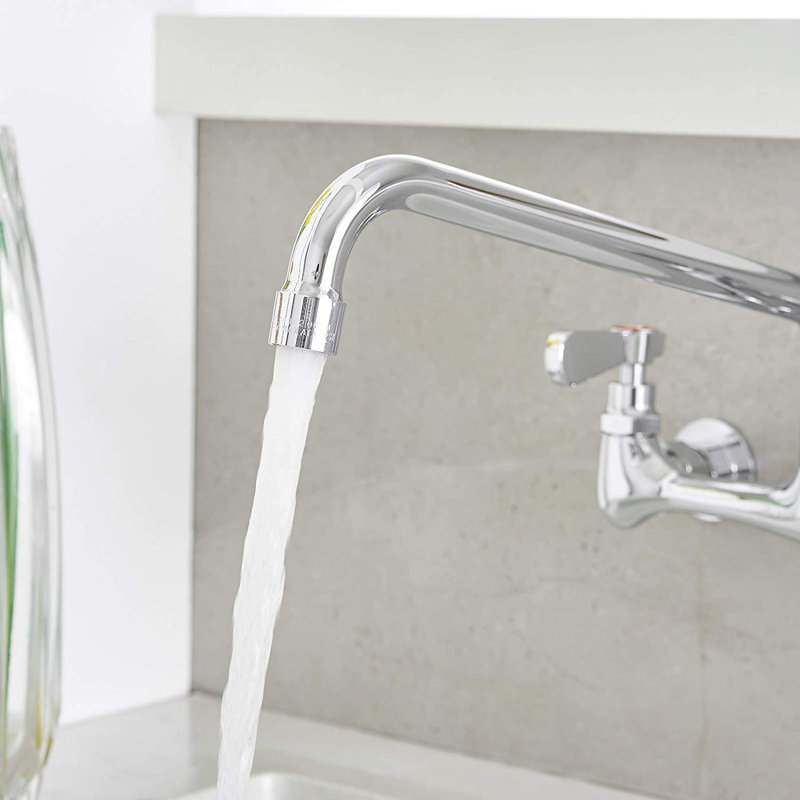 Polished Chrome 18" Wall-Mount Commercial Kitchen Faucet