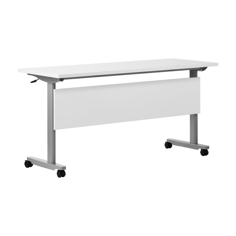Table de formation commerciale avec structure en acier et pieds en T, Gris, Blanc, 30"H x 60"W x 23.5"D