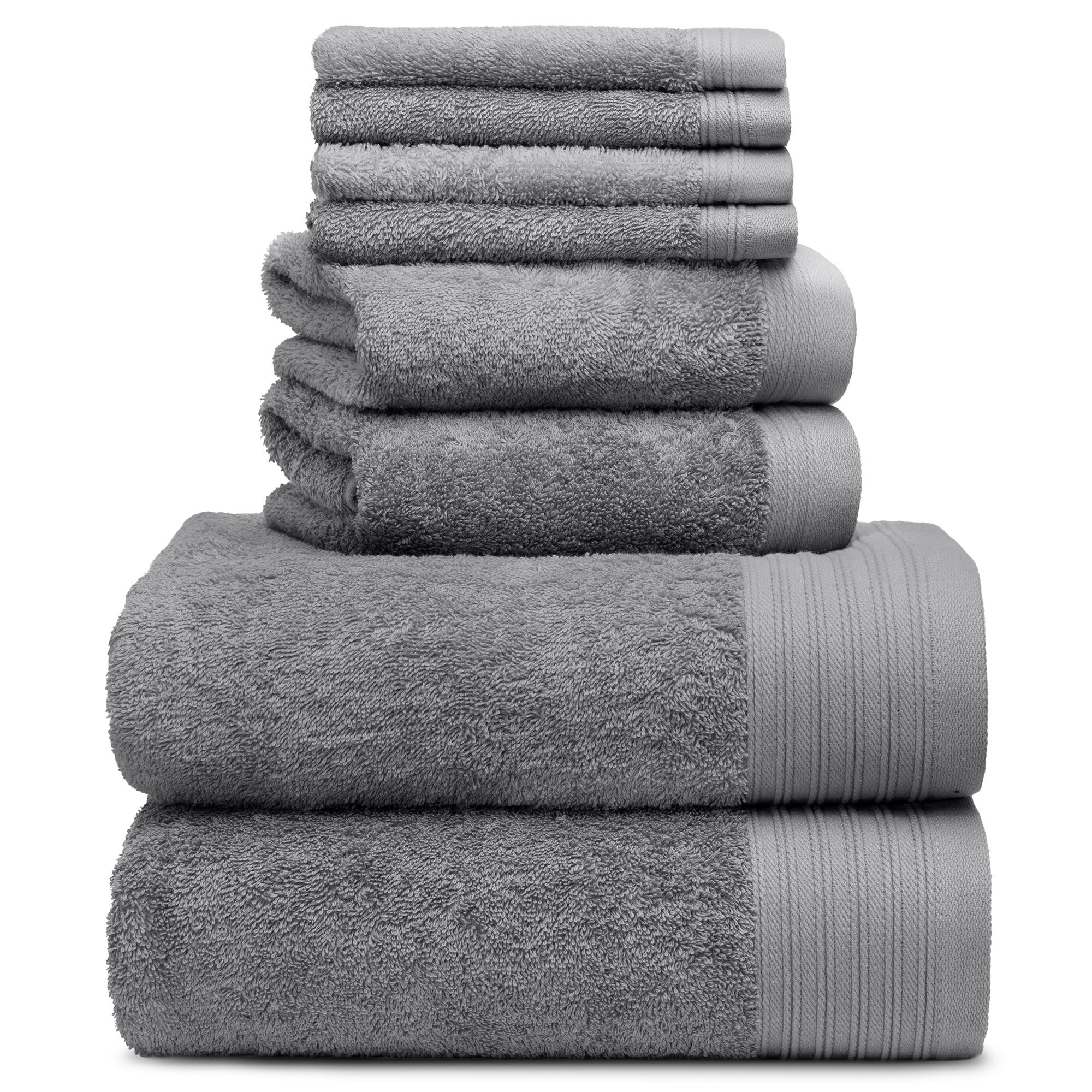 Doncia 8 Piece 100% Cotton Towel Set, Dark Gray