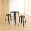 Ensemble de bar carré en métal pour l'intérieur et l'extérieur de 23,75 po avec table et 2 tabourets carrés Gyeong-22109151