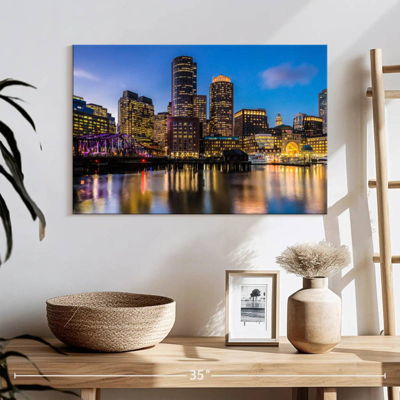 Ravi illuminé l'horizon de Boston, H 16 po x l 24 po