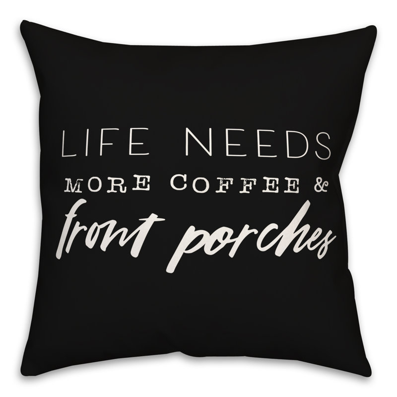 Coussin décoratif intérieur / extérieur en polyester , H 18 po x l 18 po, Noir