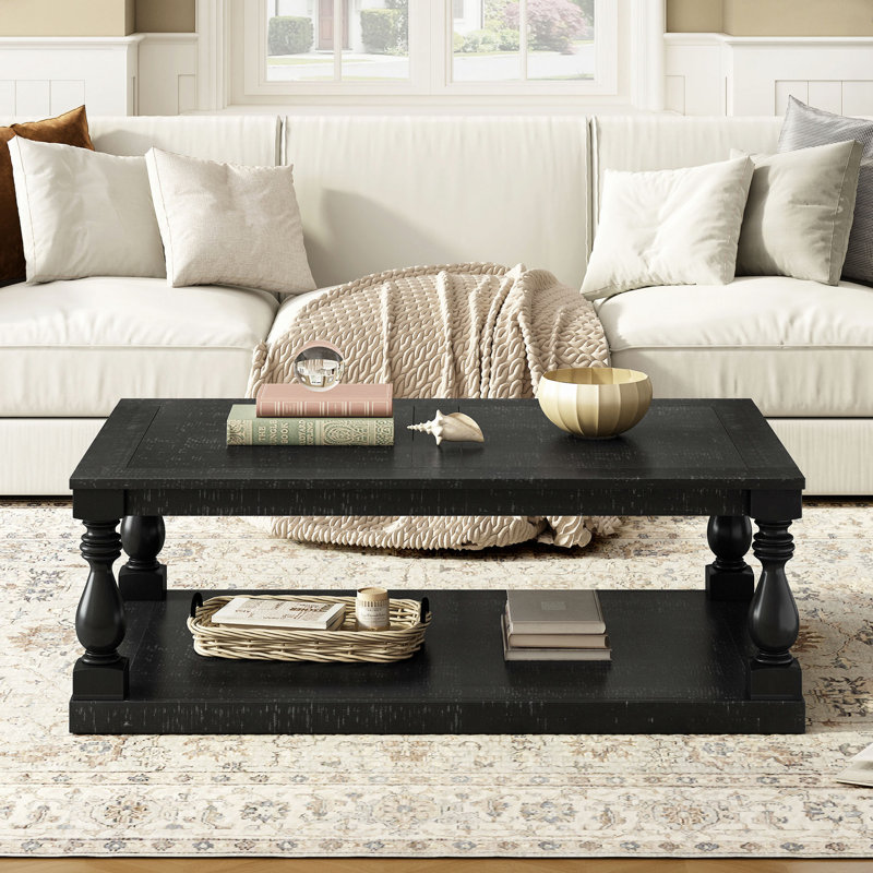 Table basse rétro avec pieds de colonne en vase artistique et placage de pin luxueux pour un charme intemporel, convient au salon, à la salle d'étude