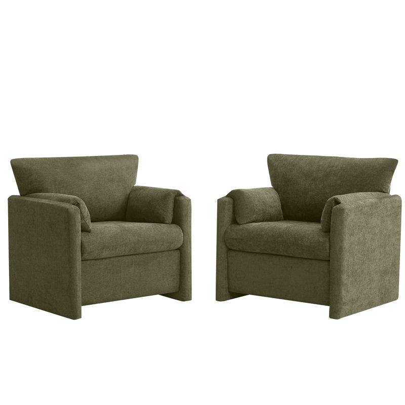 Fauteuil d'appoint surdimensionné en chenille 32,7 po (ensemble de 2, Vert