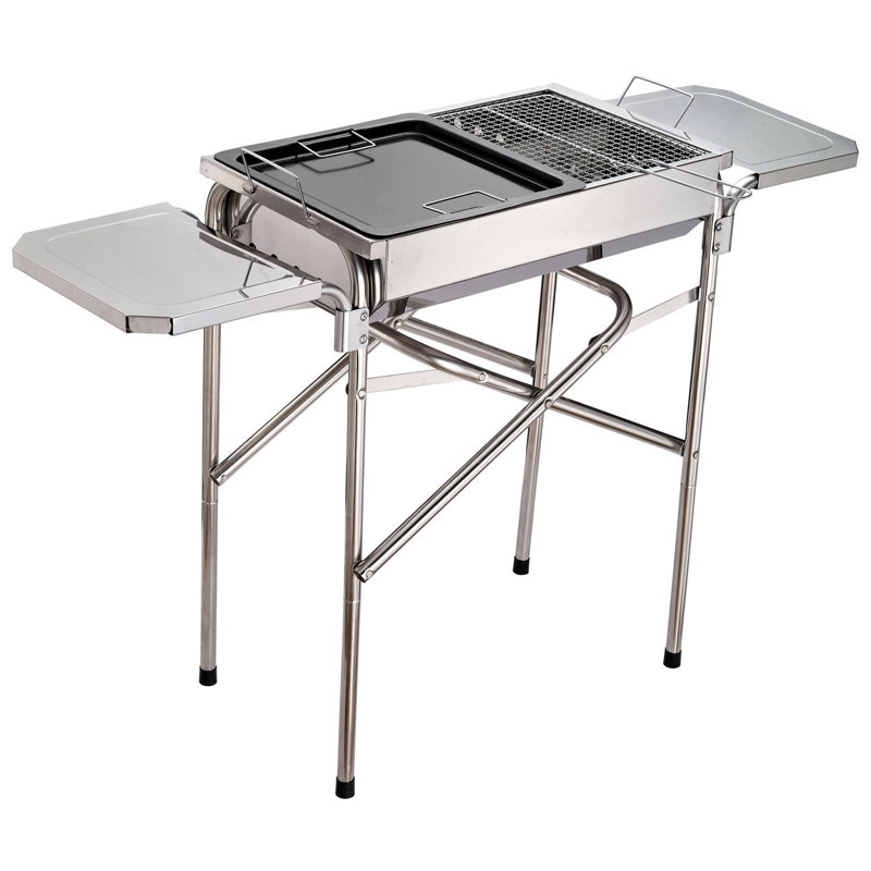 Outsunny 41 in. W Portable Grills Grill / Smoker Combo Charcoal Grill Gas & Charcoal Combo Grill
