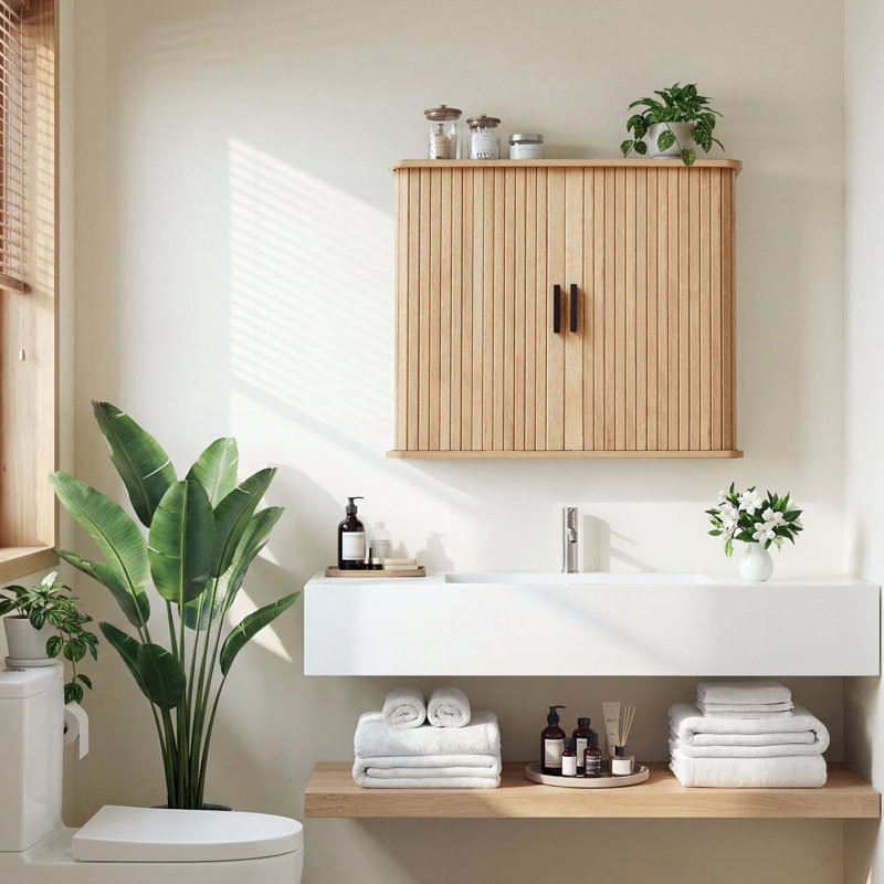 Armoire murale de salle de bain, Naturel