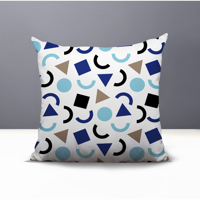 Oreiller carré réversible intérieur / extérieur Fazzal, Bleu marine, Carré 18 po