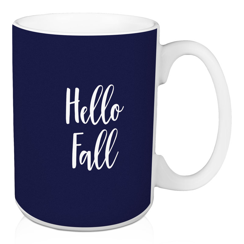 Grande tasse à café hello automne Narron, Bleu marine
