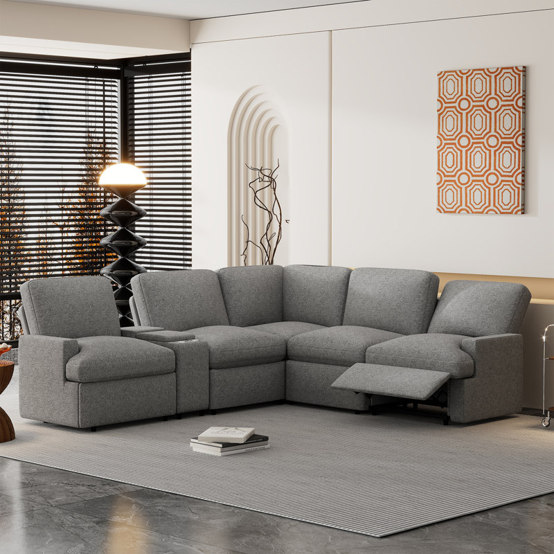 Canapé modulaire inclinable avec rangement pour cinéma maison Ronin, Gris