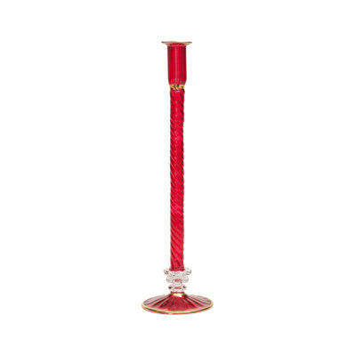 F2023 14'' H Glass Tabletop Candlestick