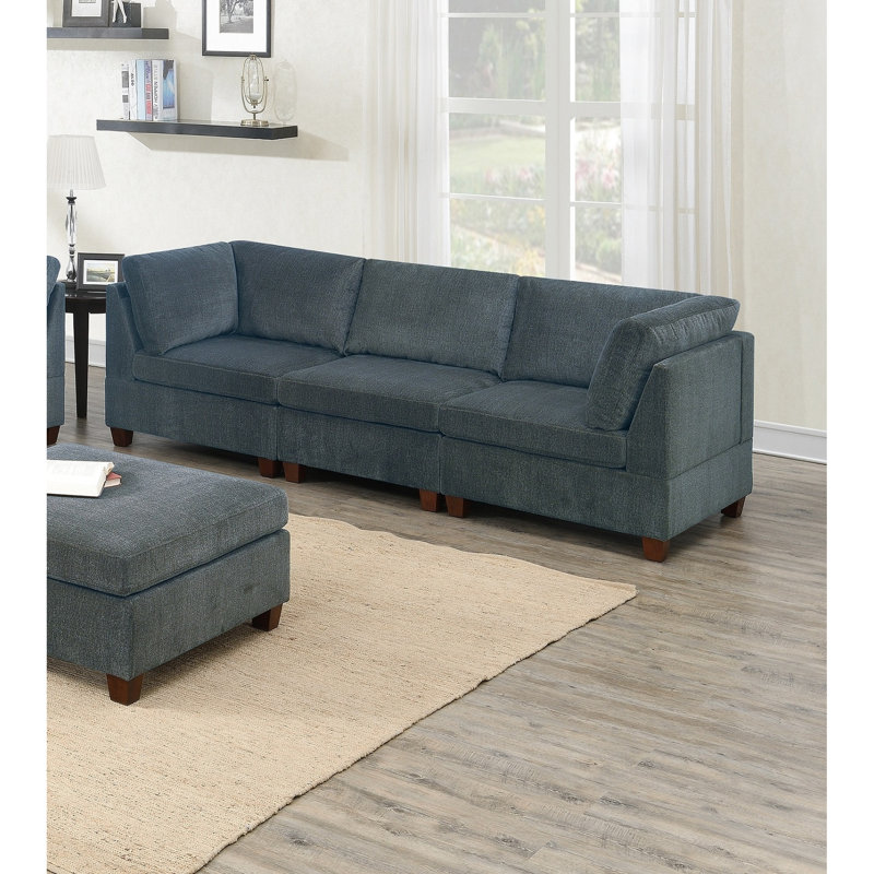 Canapé modulaire gris en chenille 8 pièces pour le salon - 3 chaises sans accoudoirs et meubles de style moderne inclus avec 4 canapés d'angle, chaises