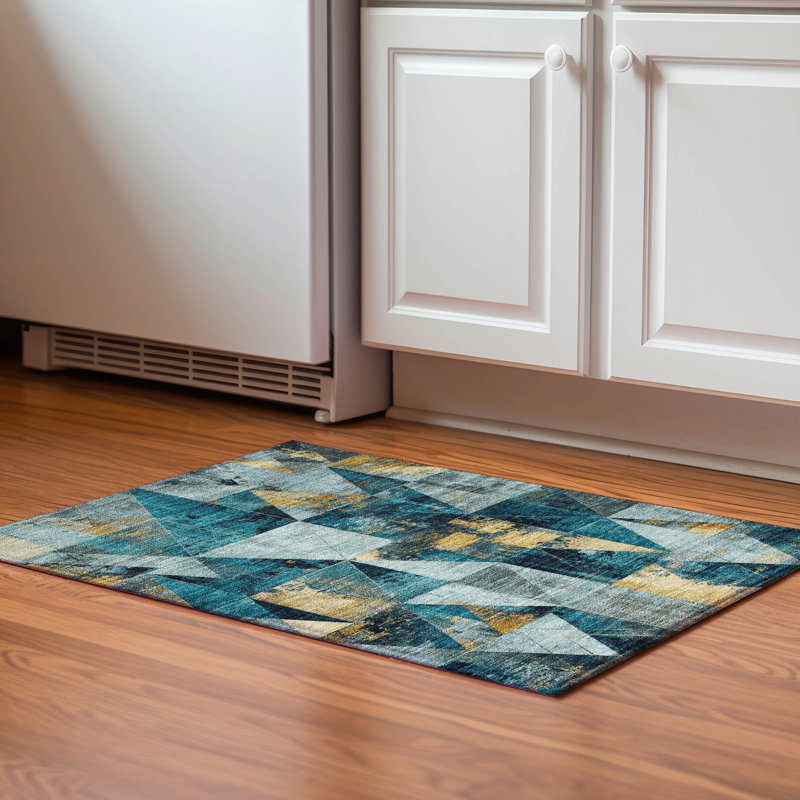 Premium Machine Washable Fairwood AMF1888 Geometric Rug, Rectangle 1'8" x 2'6"