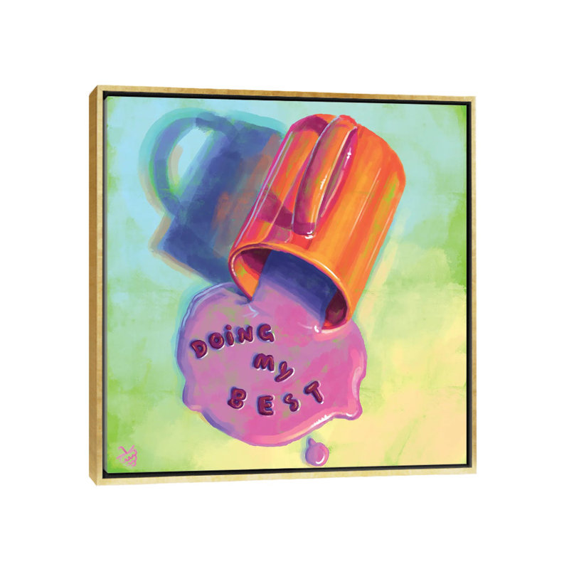 «Doing My Best», reproduction d'art sur toile encadrée, H 18 po x l 18 po, Toile à cadre flottant sans passe-partout, Doré