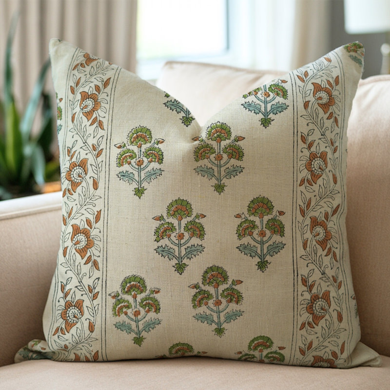 Housse de coussin décoratif Fab Fabine, vert, brun, doux, housse de coussin d'appoint durable, "feu tricolore"