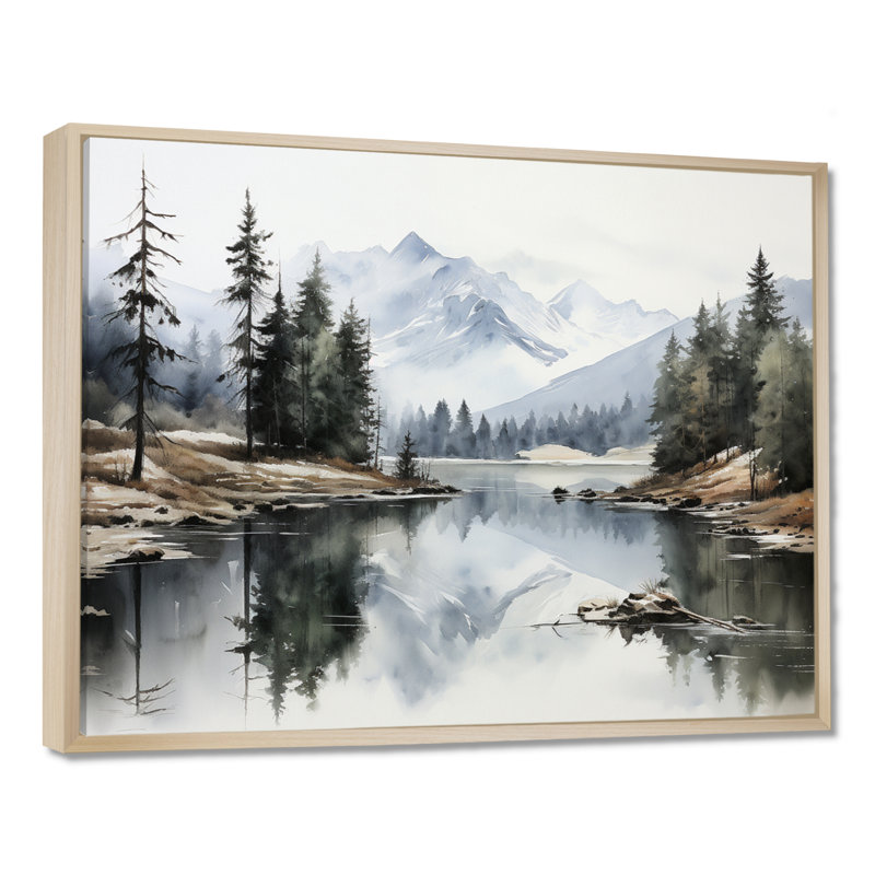 Vert, bleu, minimalisme, forêt, réflexion silencieuse - minimalisme, art mural, H 24 po x l 32 po x P 1 po