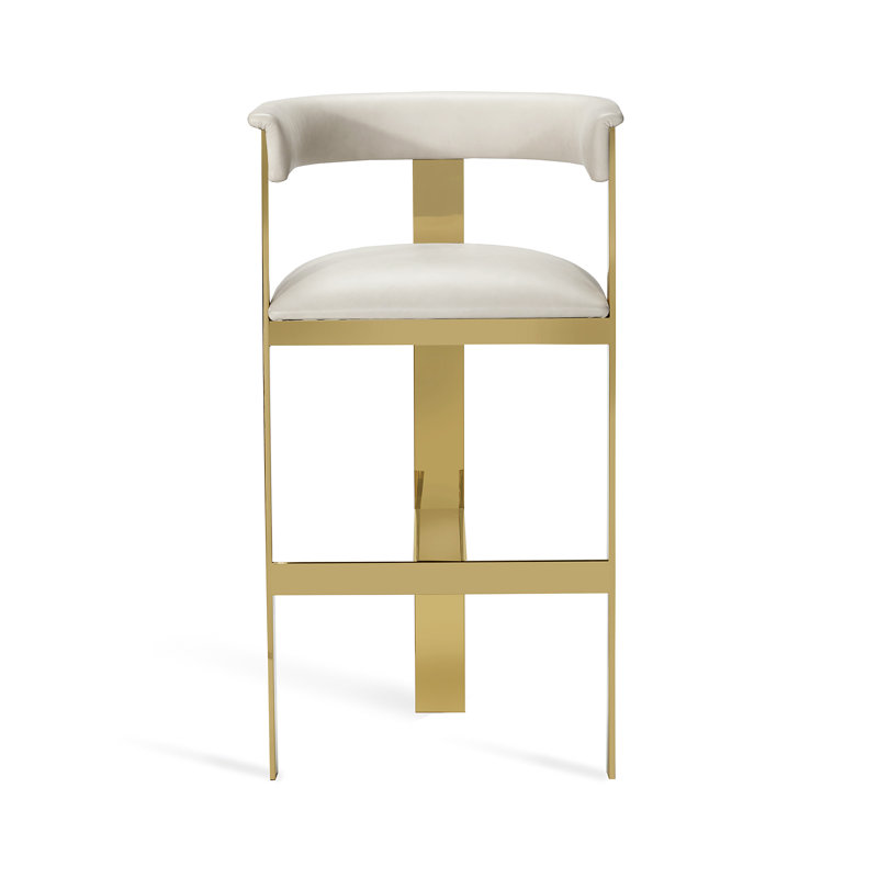 Darcy Upholstered Counter Stool with Metal Frame, Buff Cream, Polished Brass, Bar Stool (30" Seat Height)