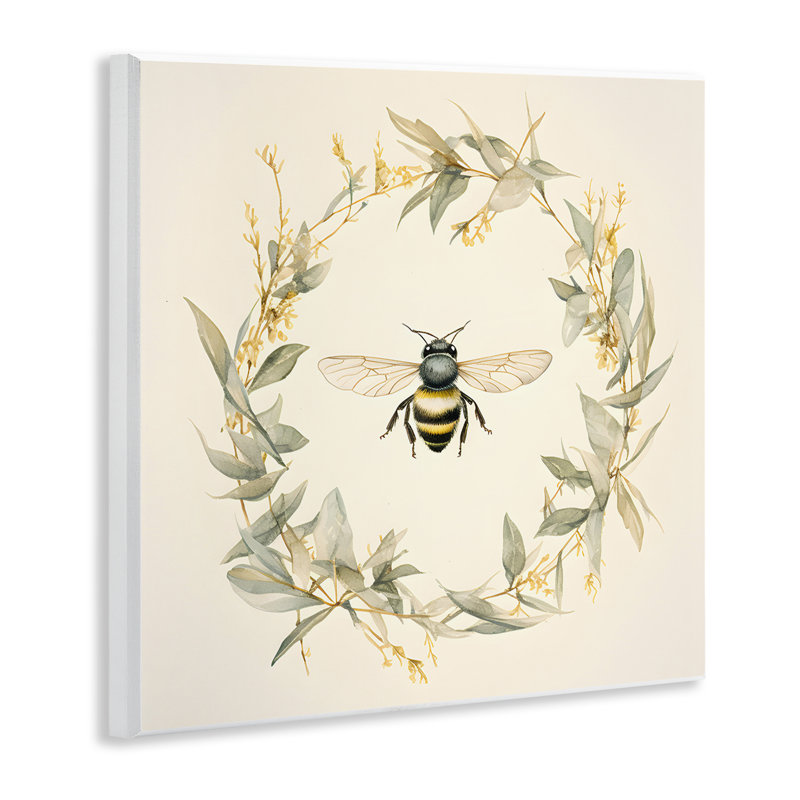 "Soft Bee Wreath", art mural par Petal Prints Design