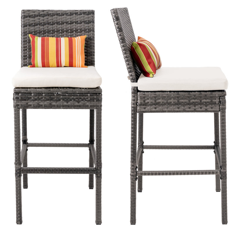 Tabouret 30,5 "avec coussin IIiff, Blanc, Gris