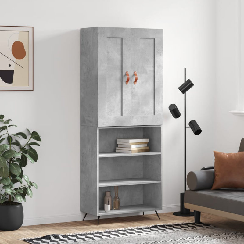 Lorrain 69.5cm Wide Highboard, Concrete Grey