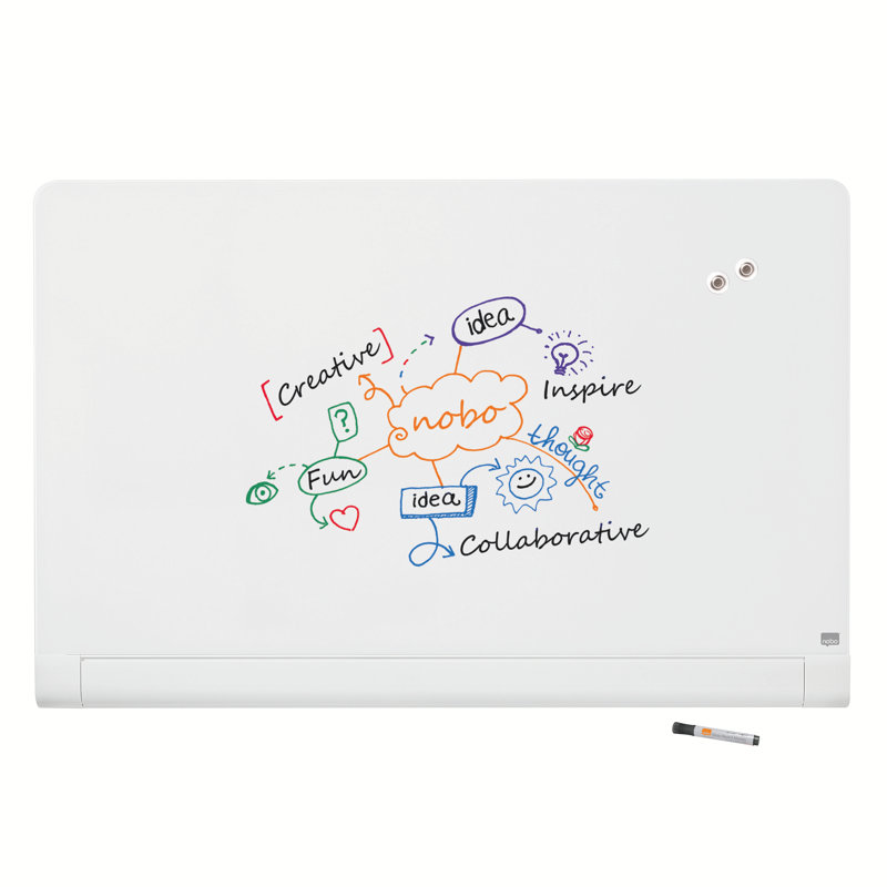 Wall Mounted Magnetic Glass Board, 71.1cm H x 126.4cm L