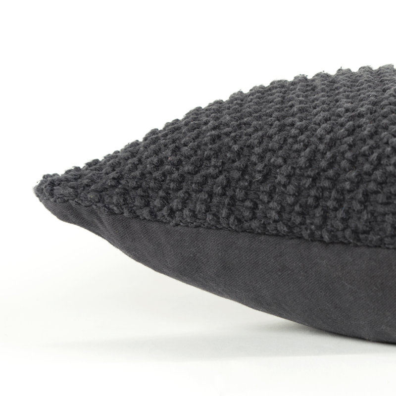 Saskia Cotton Throw Pillow Cover & Insert, Black