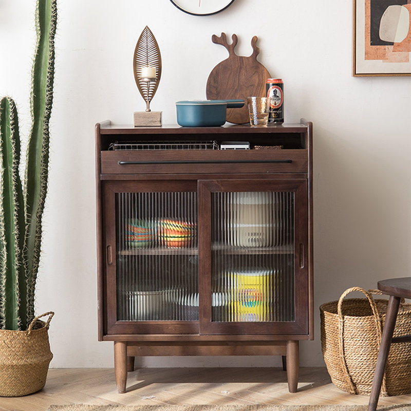 Buffet en noyer massif et bois manufacturé, 35.83" H x 23.23" W x 15.35" D