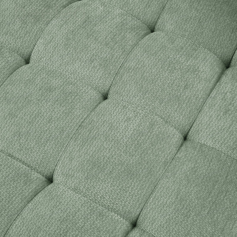Canapé-lit courbé avec méridienne rembourrée, Chenille-Light Greenki