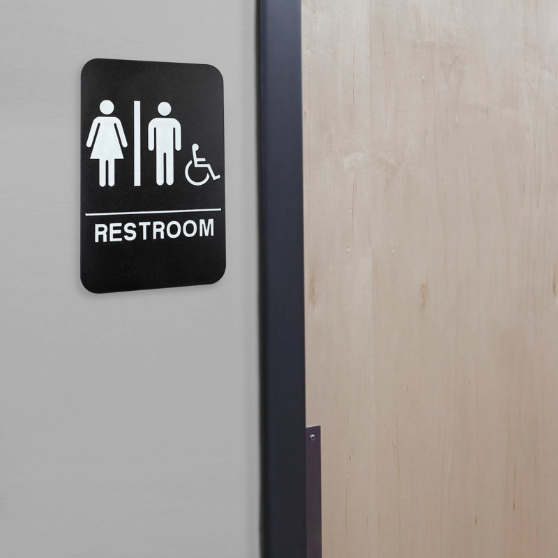 Plastic Restroom Sign: Easy To Mount With Braille (ADA Compliant), Pack Of 3 - EGP-HD-0036