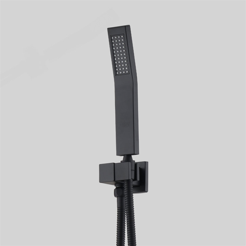 Ceiling Mounted Shower System Combo Set With Handheld And 16"Shower Head, Matte Black