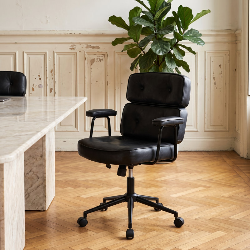 Ergonomic High Back Faux Leather Office Chair, Black