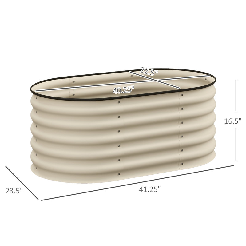 Ruocco Metal Raised Garden Bed, Cream, 16.5" H x 41.25" W x 23.5" D