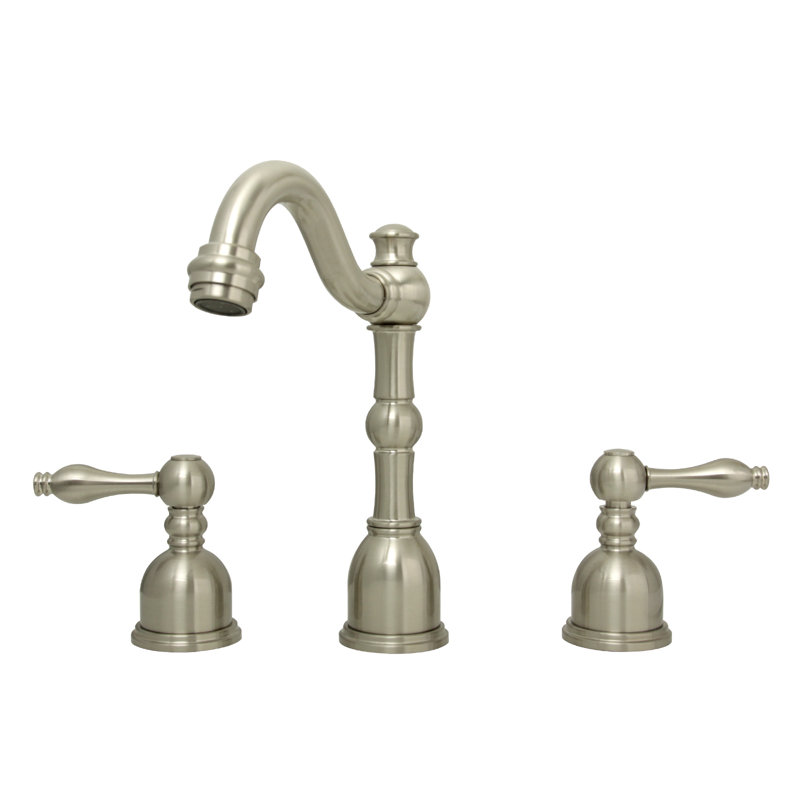 Robinet de lavabo pour salle de bain à 3 trous et 2 poignées en laiton massif, Nickel brossé