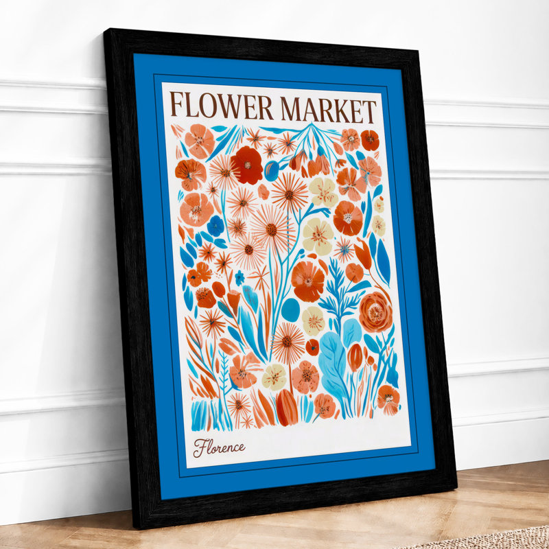 Flower Market Botanical - Framed Print, A2 - 59.4 x 42.0 cm, Black