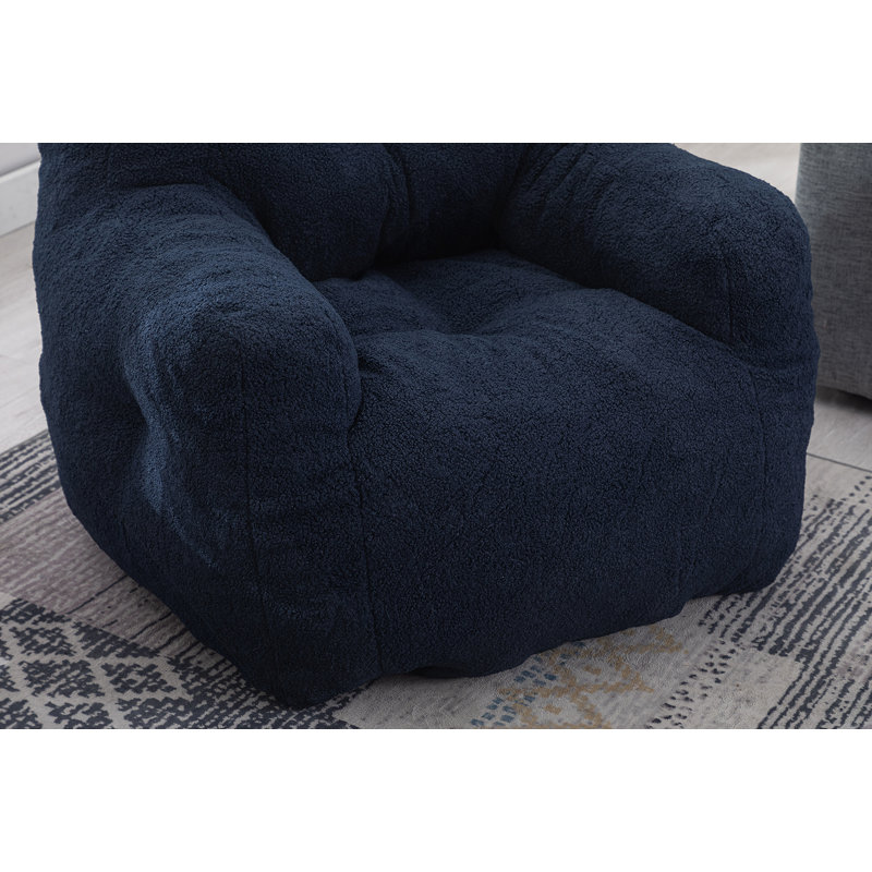 Fauteuil à billes en tissu, Dark Blue Teddy