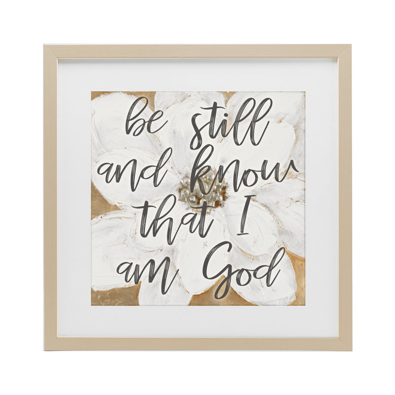 «Be Still Script» avec impression encadrée de fleurs sous verre, design par Lanie Loreth, H 16 po x l 16 po