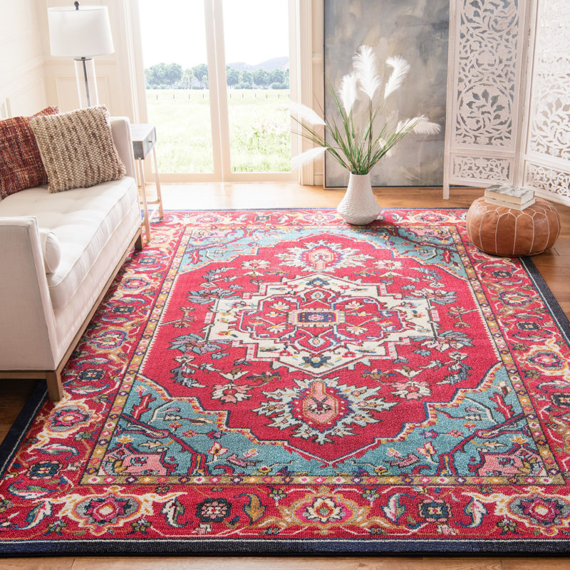 Tapis oriental rouge vif Llelend, Rectangle 8 pi x 10 pi