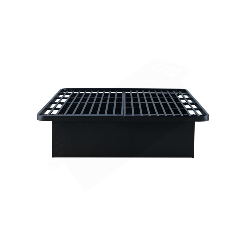 Modern Style Heavy Duty Cal King Size Bed Base Frame Made With Metal In Black, California King